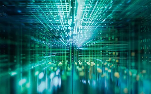 Abstrakte Technologie-Grafik mit leuchtenden Verbindungslinien